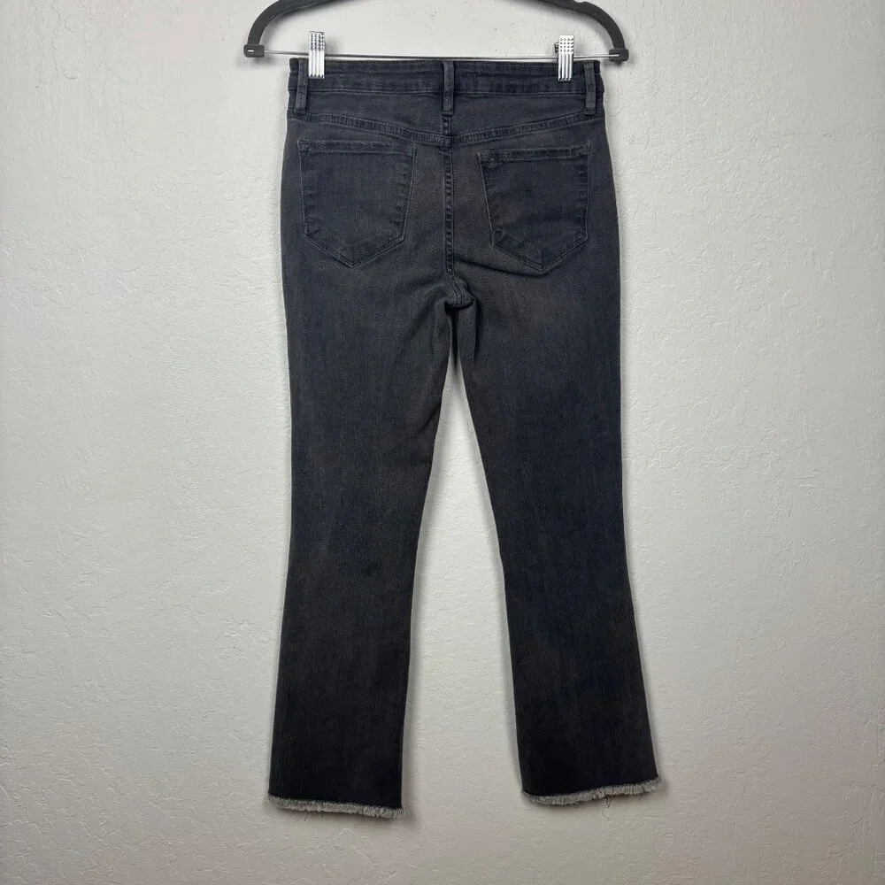 Free People 26 High-Rise Cropped Raw Hem Straight Leg Jeans Gray Black Wash - Picture 3 of 5